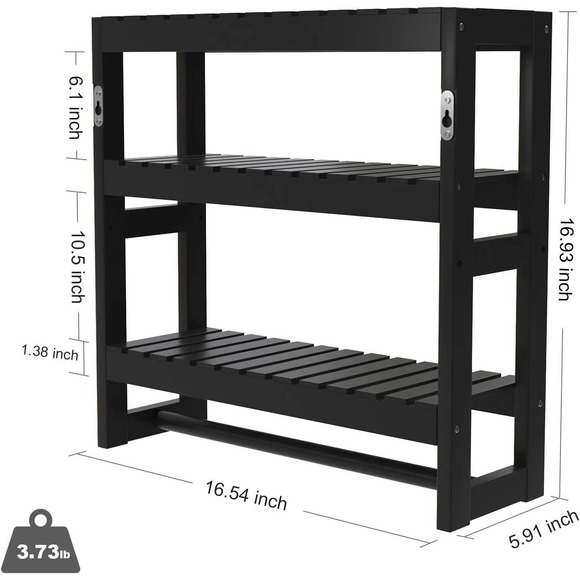 Bamboo Bathroom Shelves, Black, Added Space in Bathroom / Kitchen / Living Room - Picture 2 of 10